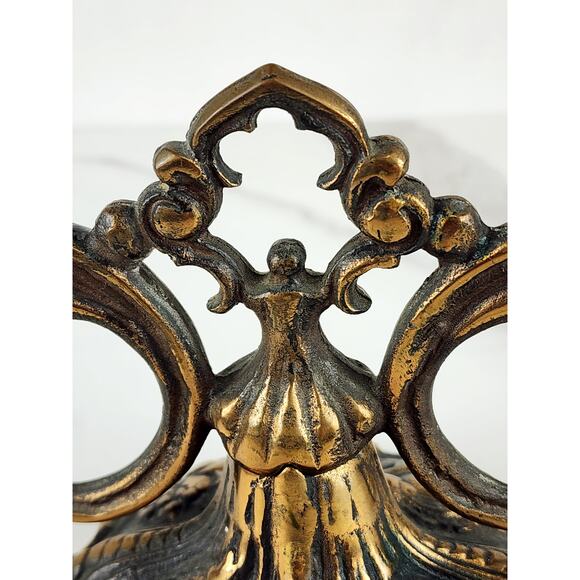 Johnson Bronze Co Ornate Candle Holder Candelabra 50s Newcastle PA Bronze 7 1/2" - Picture 6 of 16